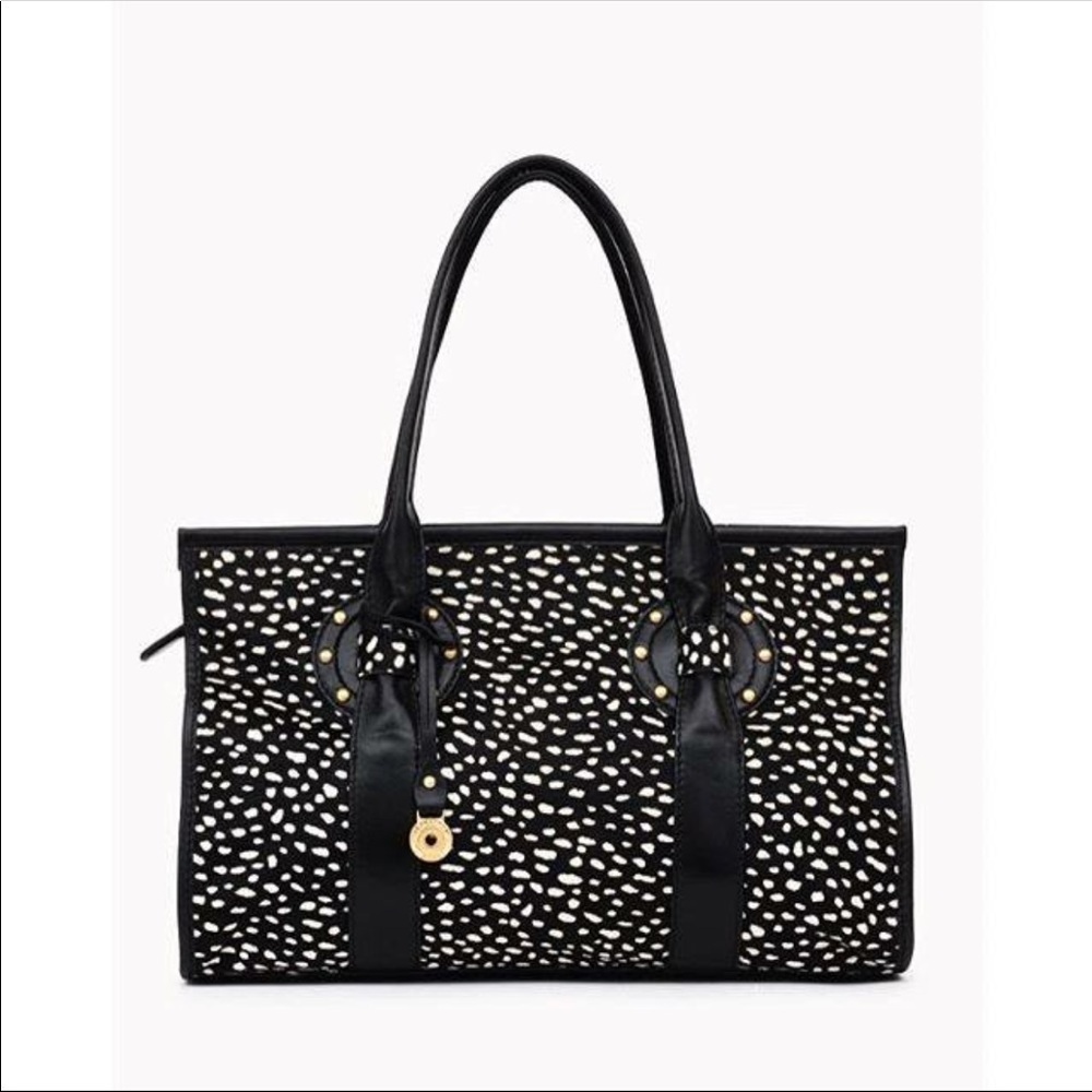 Isabella Fiore Brompton Animal Print Calf Hair Leather Large Purse Top Handle